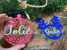 Load image into Gallery viewer, Custom Snowflake or Reindeer Ornament - Made in Canada