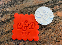 Load image into Gallery viewer, Custom Initials and Date Wedding Cake Fondant Embosser/Stamp - Made in Canada
