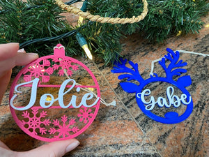 Custom Snowflake or Reindeer Ornament - Made in Canada