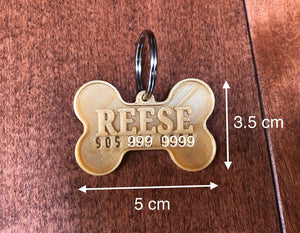 Custom Pet Name Tag / Personalized Dog or Cat Collar Tag - 3D Printed - Metal Ring Included