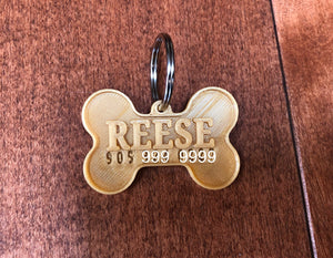 Custom Pet Name Tag / Personalized Dog or Cat Collar Tag - 3D Printed - Metal Ring Included